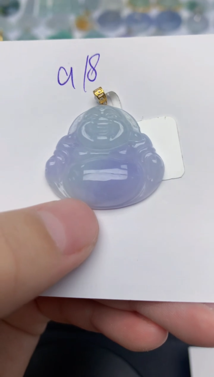 翡翠18K金镶嵌颈饰天然缅甸A货翡翠