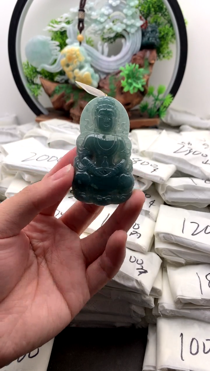 【闪购商品】翡翠颈饰未镶嵌观音【品质一般能接受再拍】