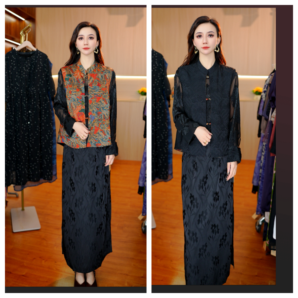 7678-18新款中式国风印花双面穿马甲