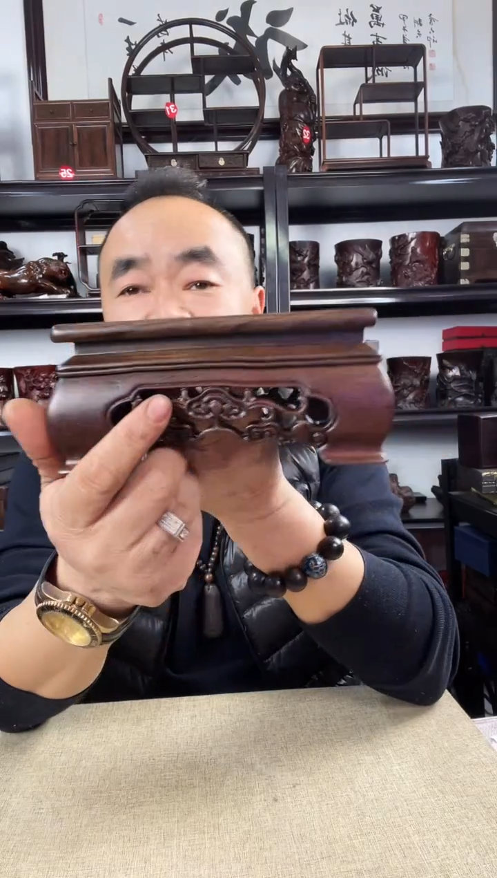 木老李红木工艺品灵芝正方