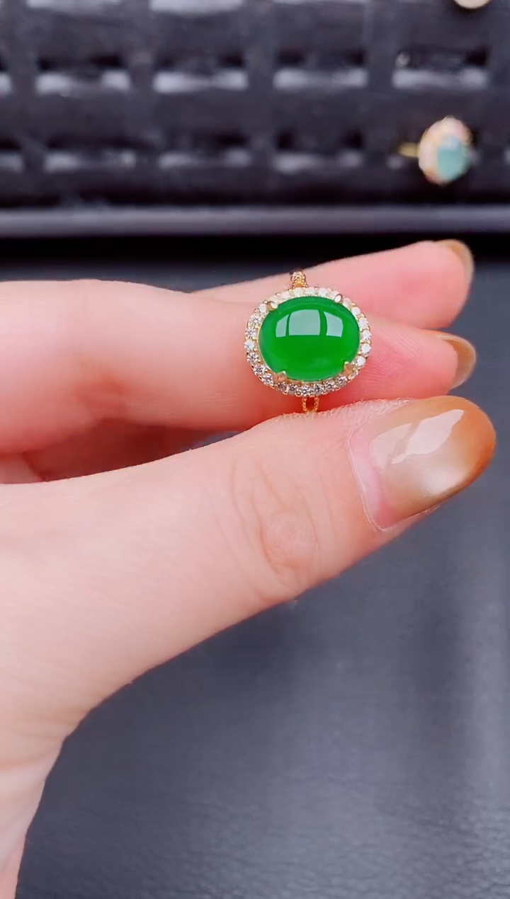 【闪购商品】翡翠戒指银S925镶嵌天然a货翡翠526