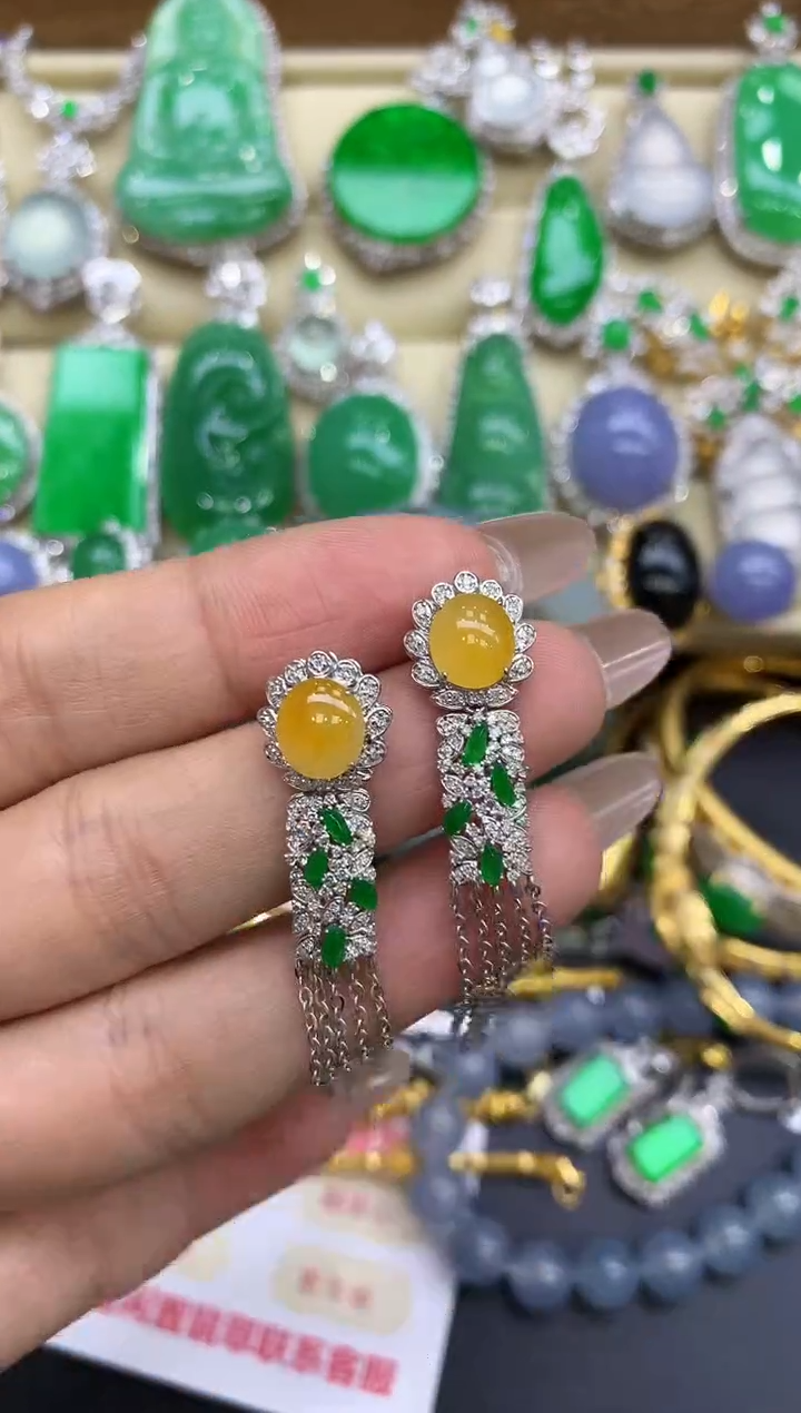 18K金镶嵌翡翠耳饰285-中国好珍宝