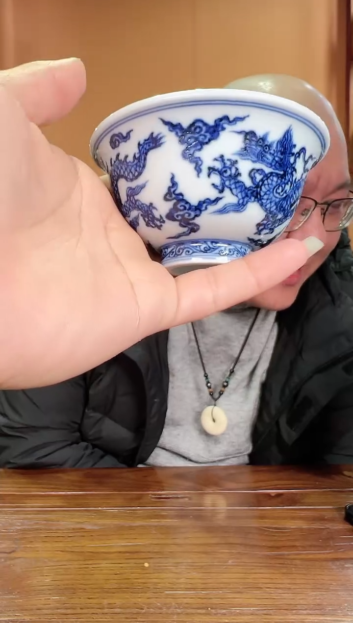 【闪购商品】玉汝柴窑青花双龙压手