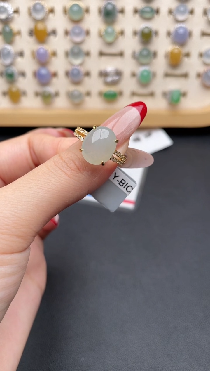 【闪购商品】翡翠戒指银S925镶嵌一物一证一礼盒