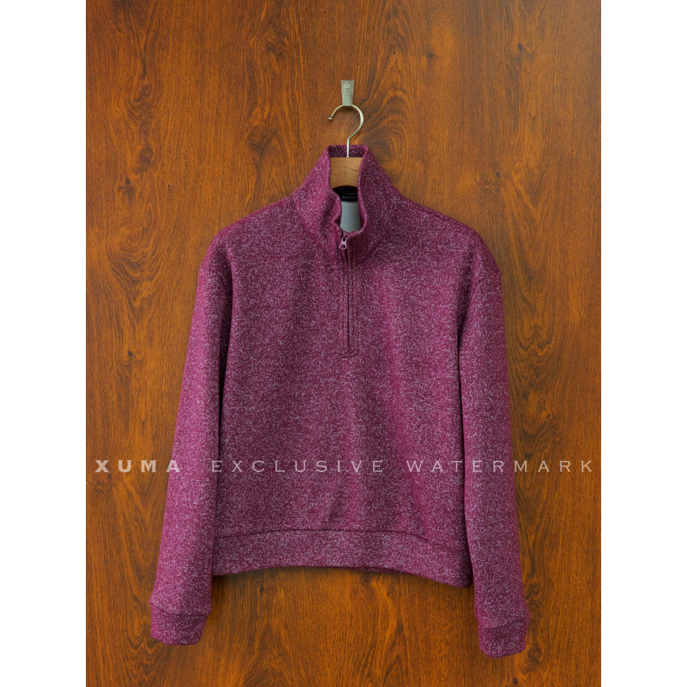 XUMA 25F/W【银狐绒】440G羊毛混纺纱线针织肌理花纱半拉链套头卫衣