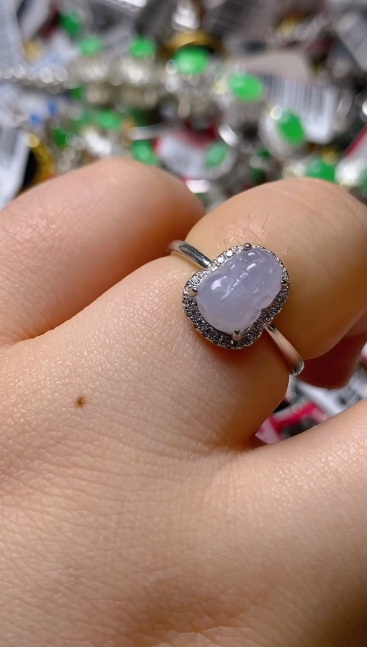 银S925镶嵌戒指翡翠百内无证书