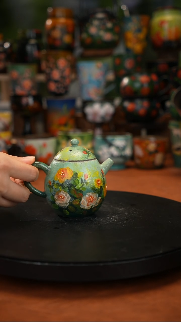 紫砂油画手绘釉 下彩