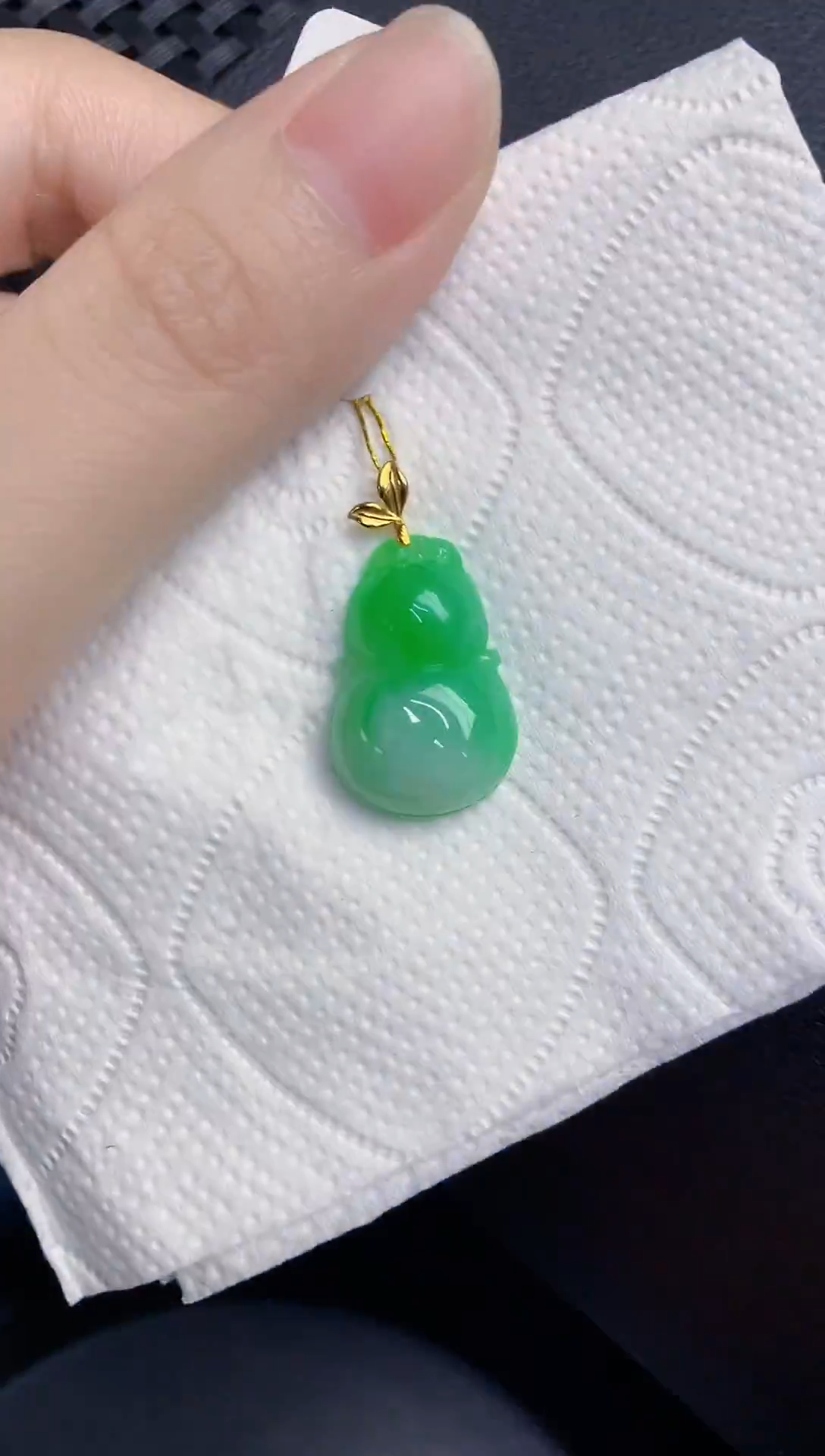 颈饰18K金镶嵌翡翠天然翡翠缅甸A货