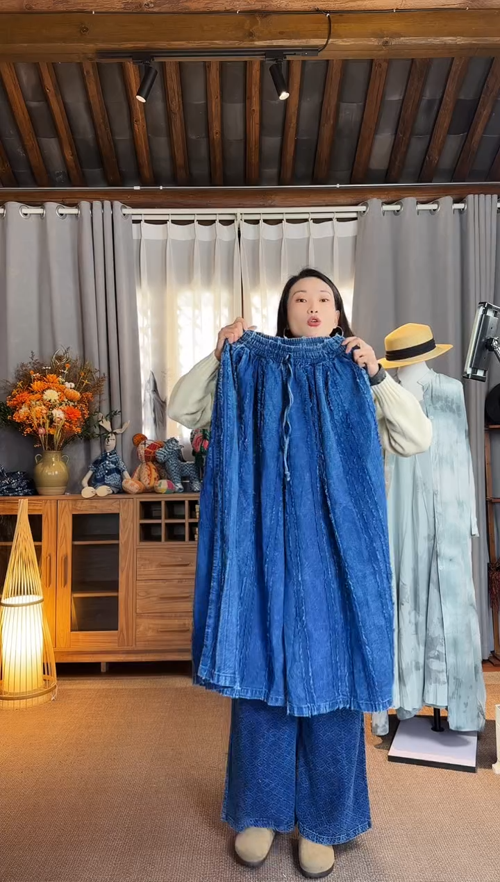 【闪购商品】设计师款素色条纹阔腿裤