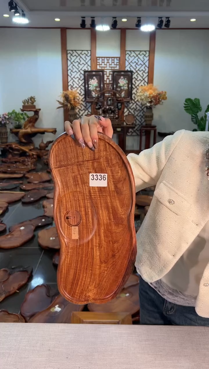 【闪购商品】大果紫檀（缅甸花梨）茶盘3336