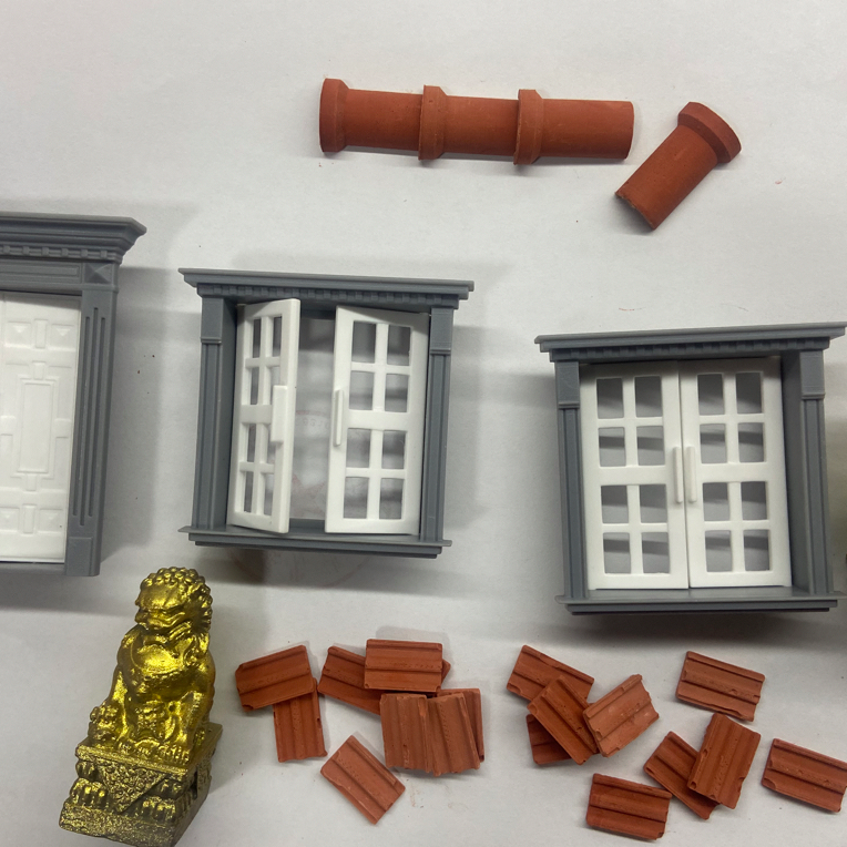 建筑模型配件材料diy小房子塑料门窗可开关栅栏益智