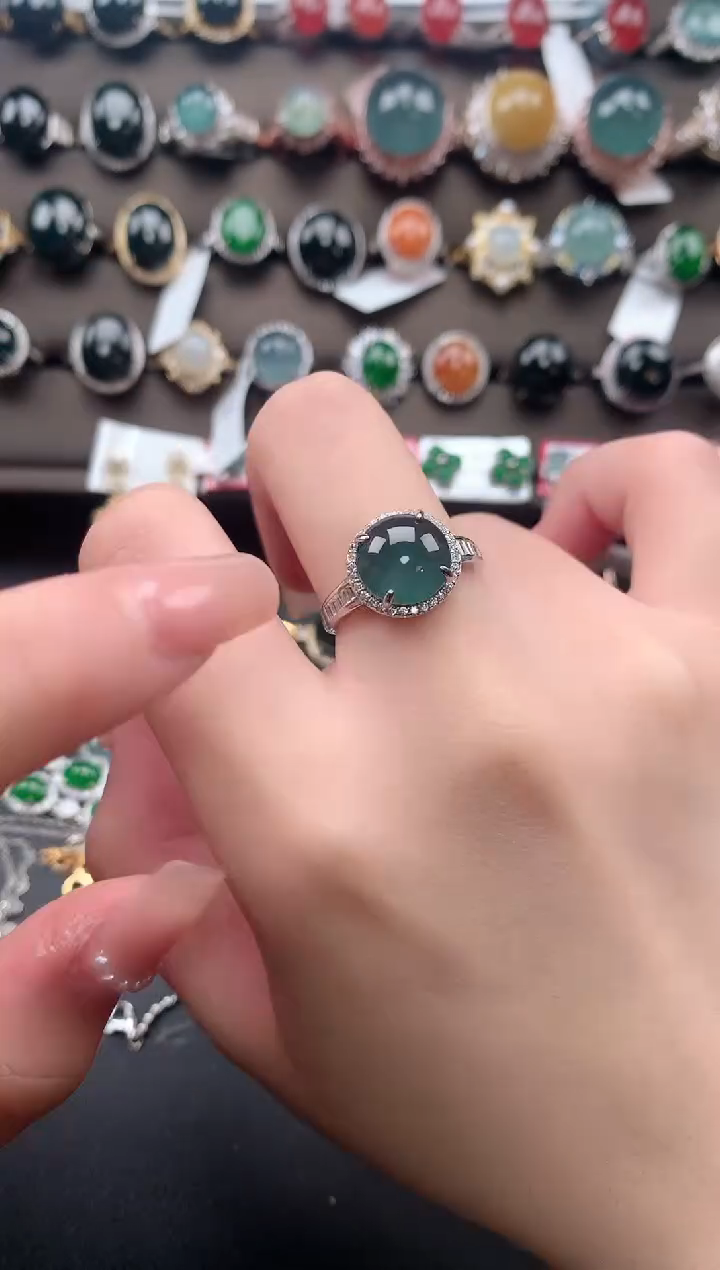【闪购商品】翡翠戒指银S925镶嵌421431