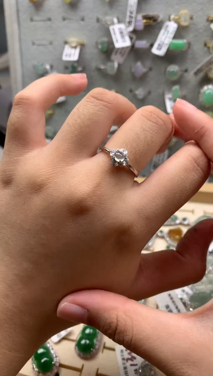 银S925镶嵌戒指翡翠8