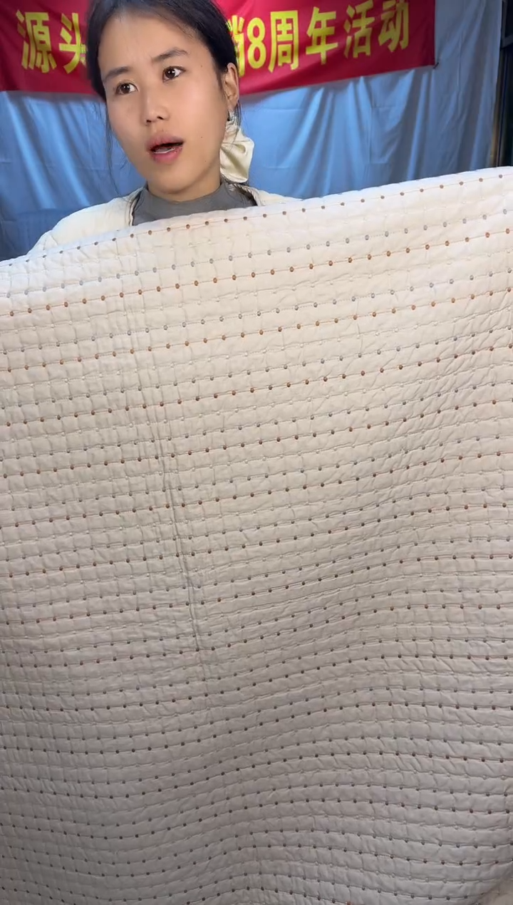 棉纯棉咖色米粒秀230*250单床盖