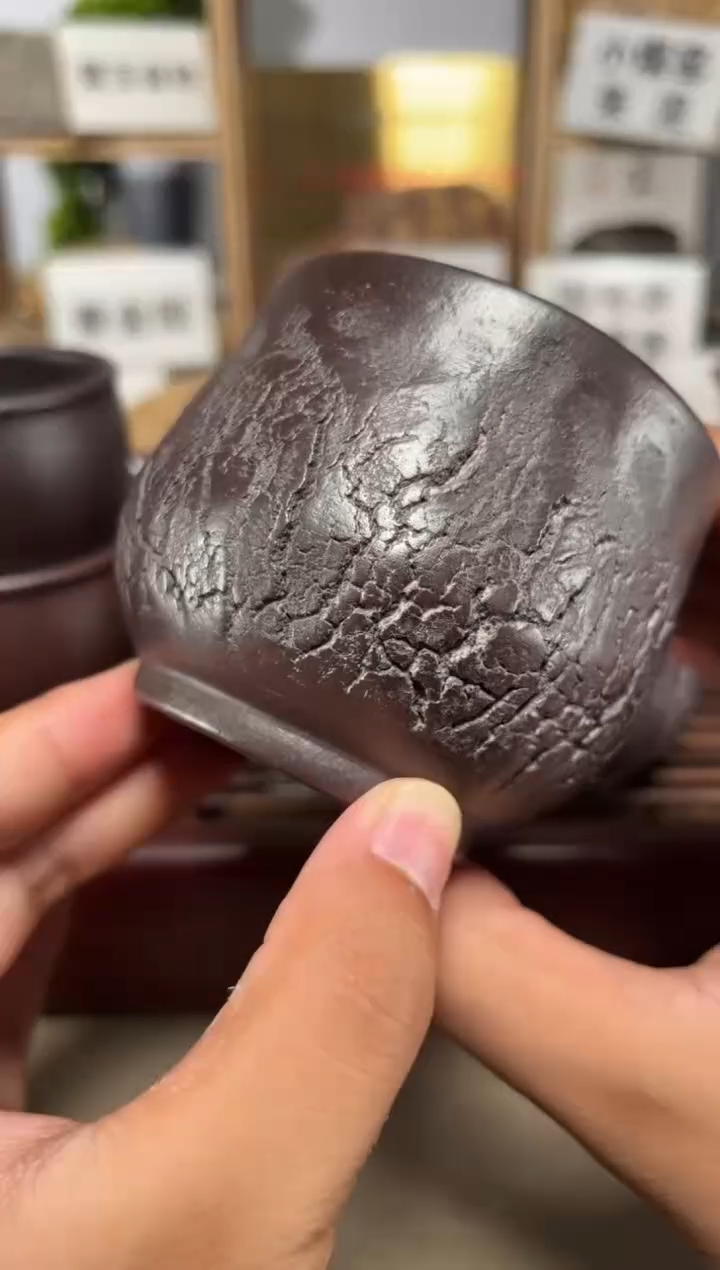 茶壶紫砂石红爆裂纹杯