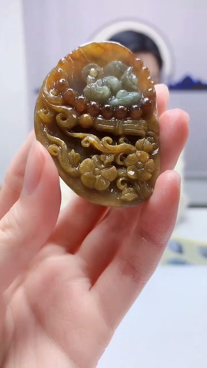 【闪购商品】定制翡翠未镶嵌0405zm-毛货挂件114悟道