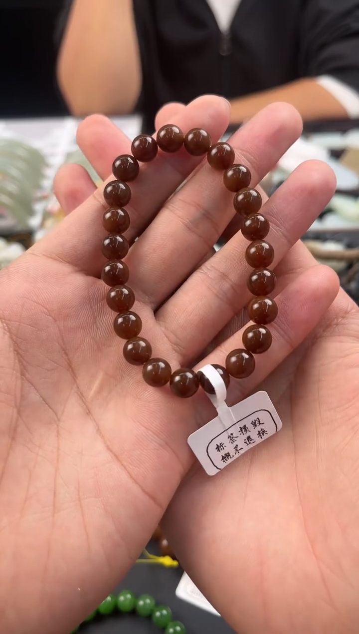 未镶嵌手串和田玉且末金山纯糖手串卡8微色差