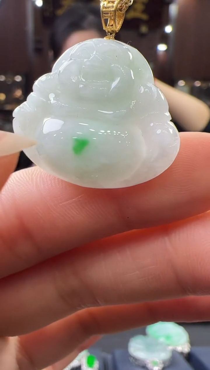 【闪购商品】翡翠挂件18K金镶嵌佛公 不含链