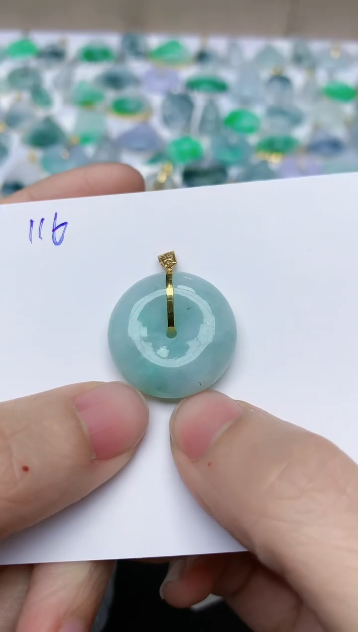 【闪购商品】翡翠颈饰18K金镶嵌天然翡翠A货    