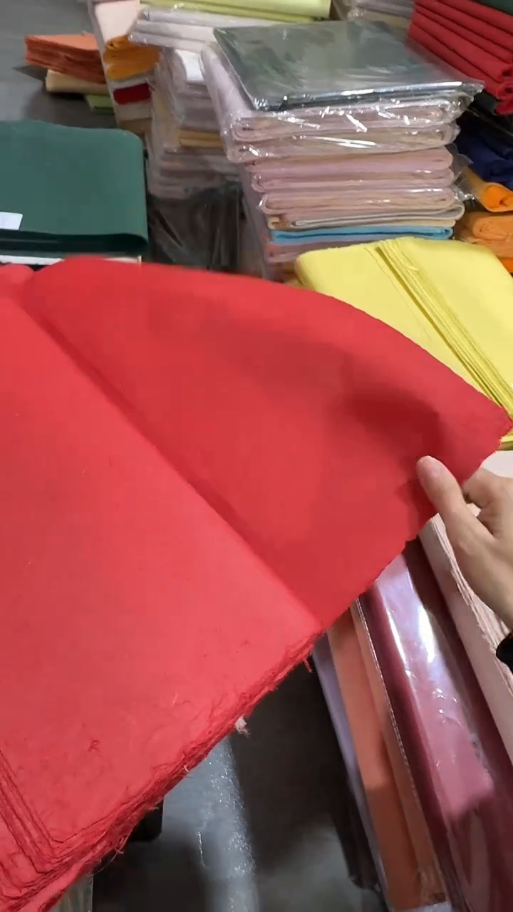 纯手工四尺对开50张大红楮皮笺