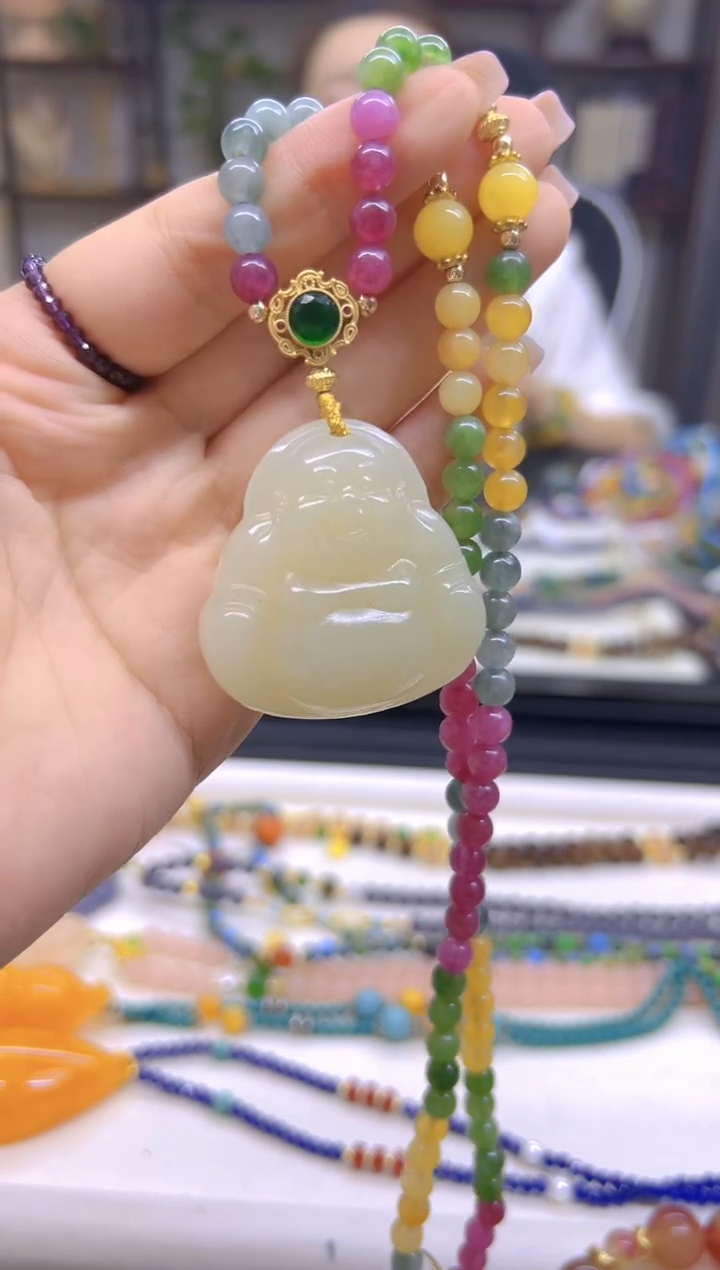 和田玉未镶嵌毛衣链DIY款M214