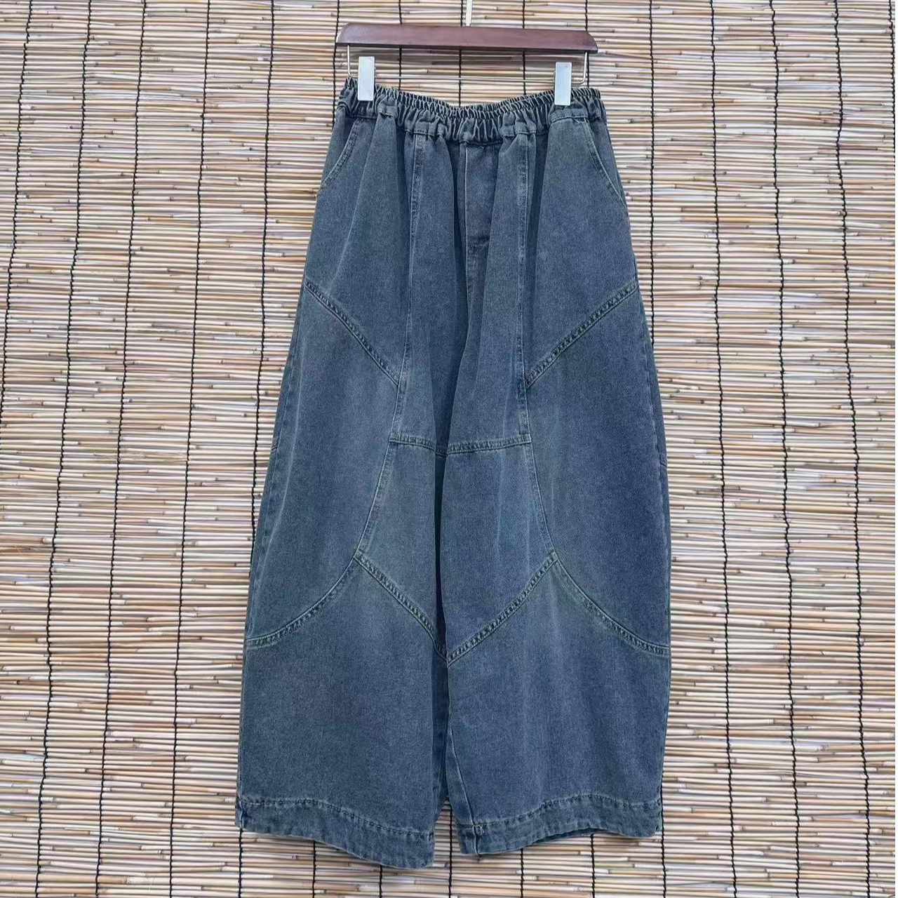 青禾-百搭复古休闲显瘦宽松牛仔裤QM88907