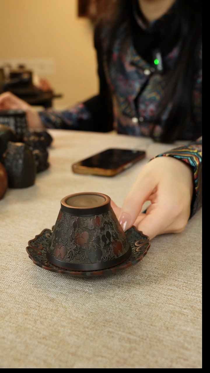 无**杀广西钦州坭兴陶斗笠杯垫