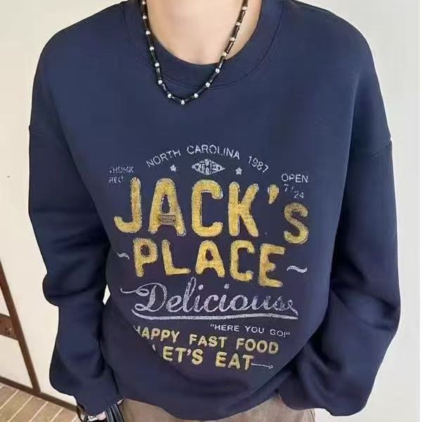 LOV3英文字母圆领加绒卫衣原创印花廓形韩系穿搭大码女装显瘦遮肉