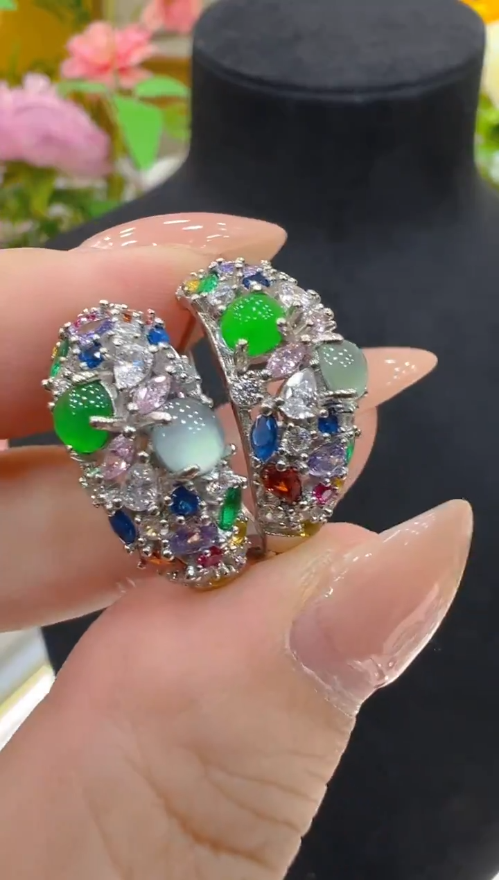 银S925镶嵌翡翠耳饰多样性团购发一件