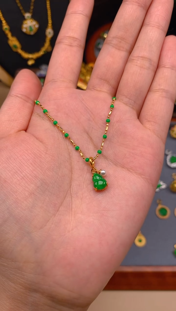 【闪购商品】翡翠吊坠(不含链)银S925镶嵌葫芦万能扣