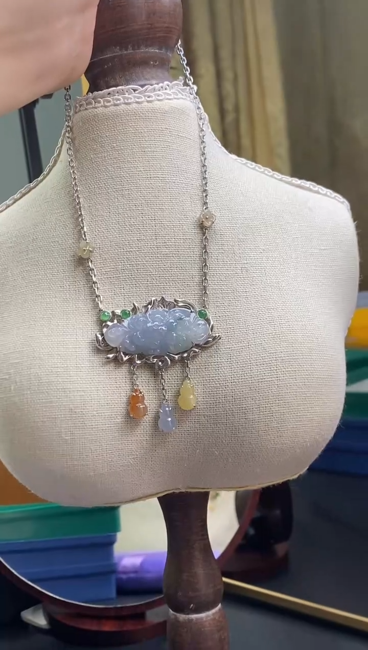 颈饰银S925镶嵌翡翠13991