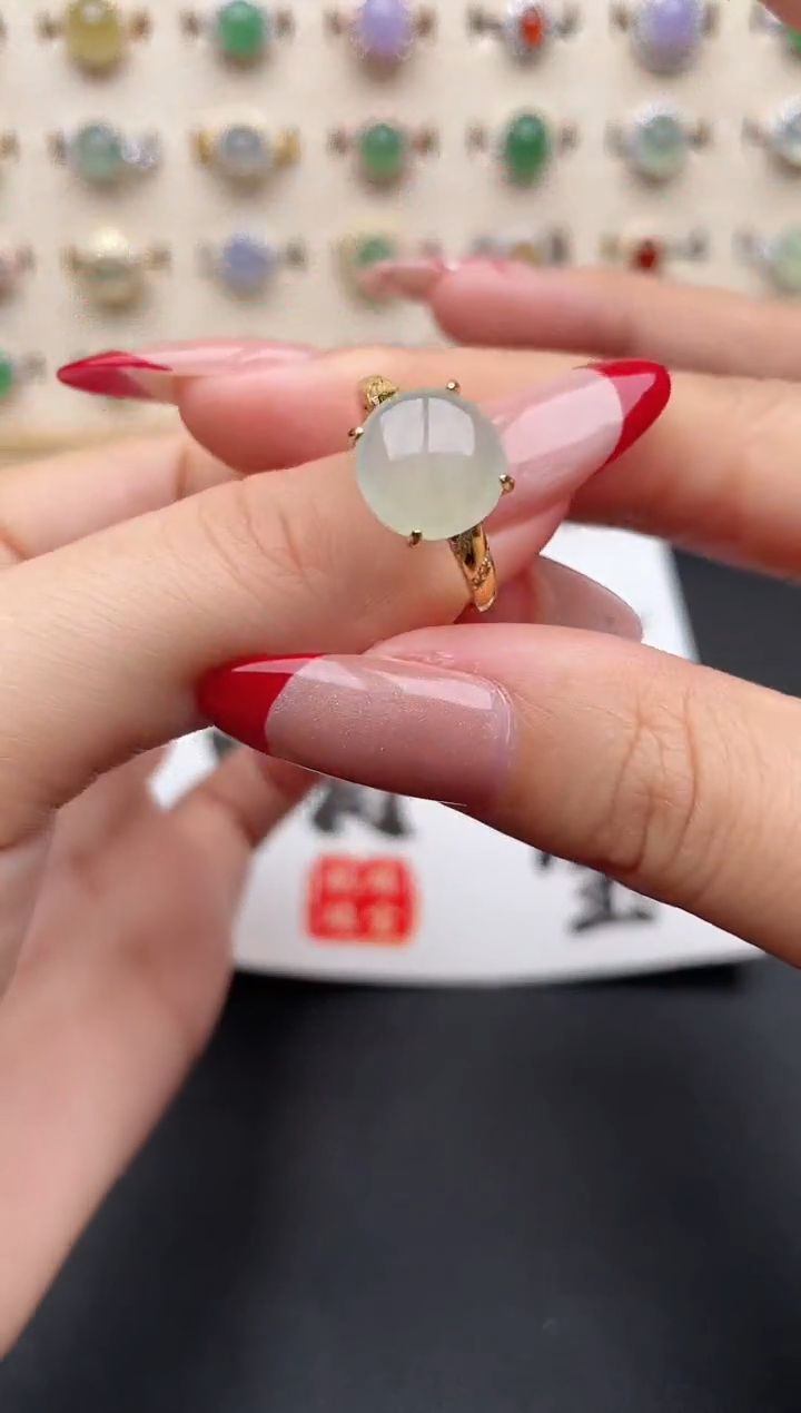 【闪购商品】翡翠戒指银S925镶嵌一物一证一礼盒