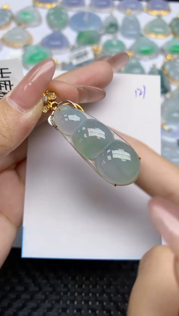 【闪购商品】翡翠颈饰18K金镶嵌天然A货翡翠 121