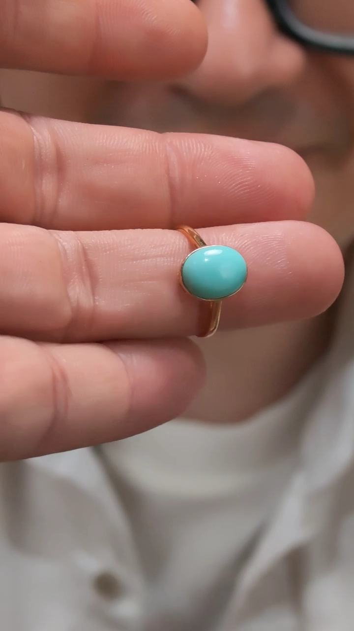 18K金镶嵌定制绿松石18K金绿松石戒指GW（竞）