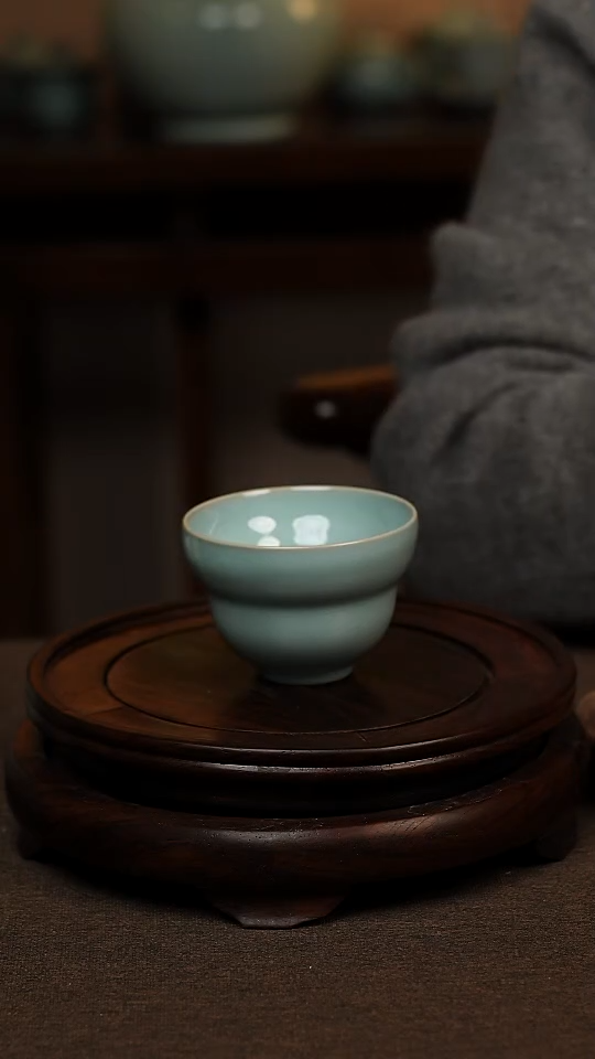 瓷片天青色葫芦杯100ml微瑕不带礼盒