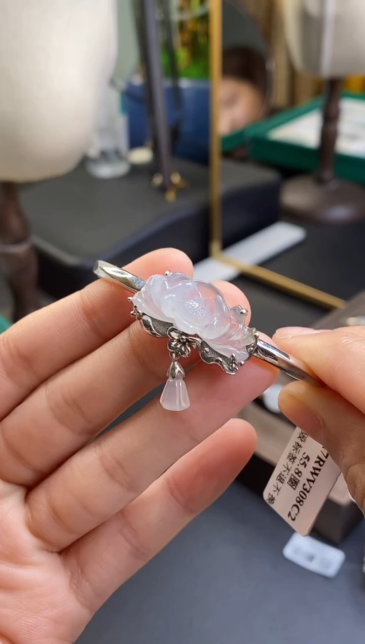 颈饰银S925镶嵌翡翠18095