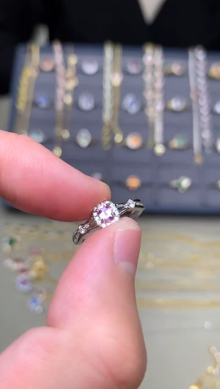 戒指蓝宝石银S925镶嵌戒指