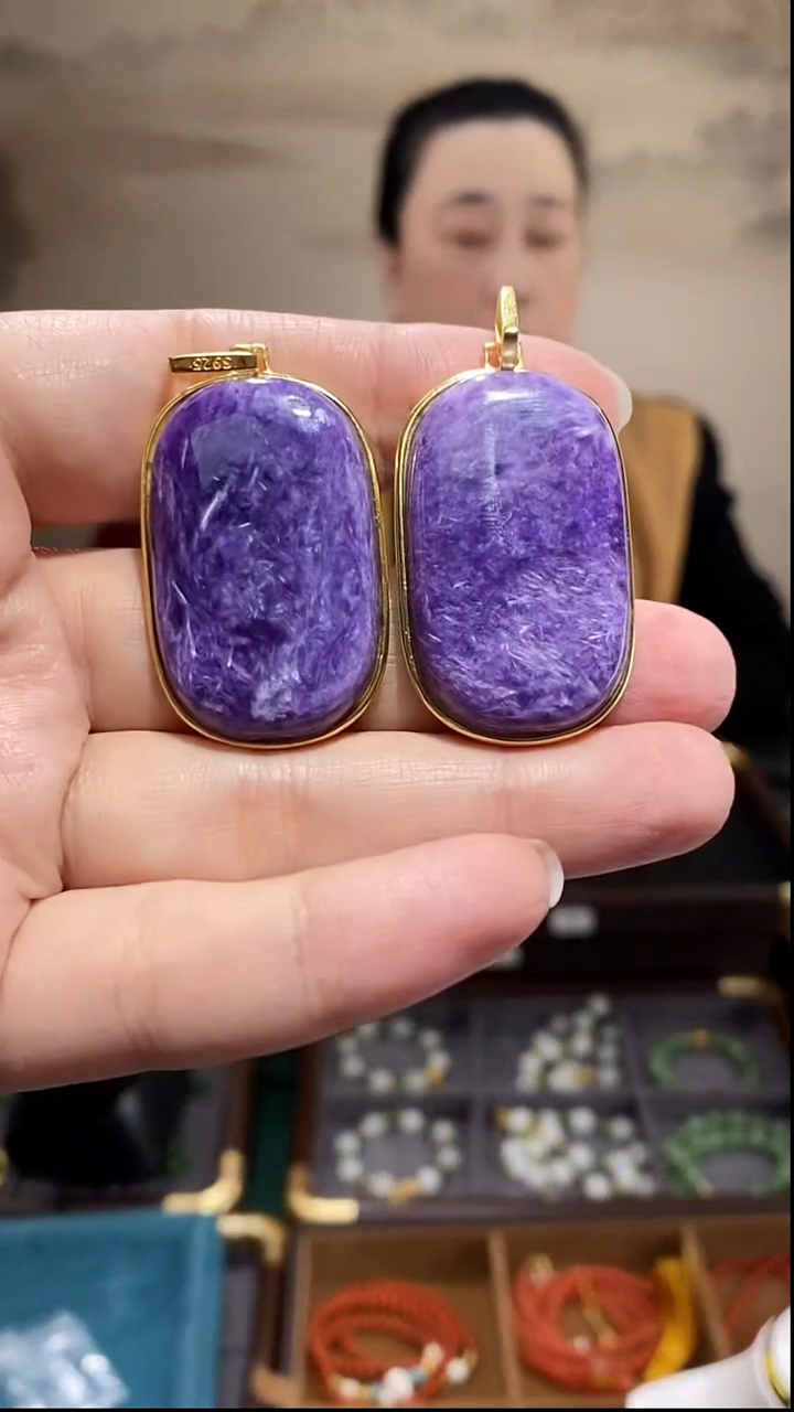 查罗石（紫龙晶）银S925镶嵌吊坠(不含链)多样性发货发其一