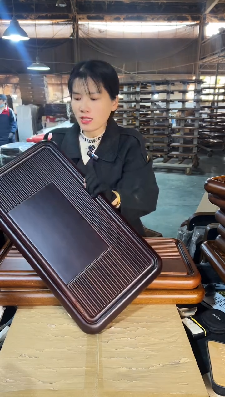 黑檀色玲珑60*32花梨木实木茶盘