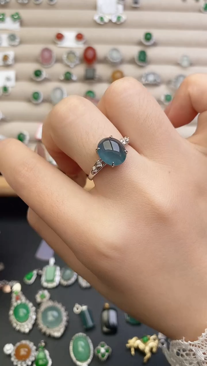 银S925镶嵌戒指翡翠0