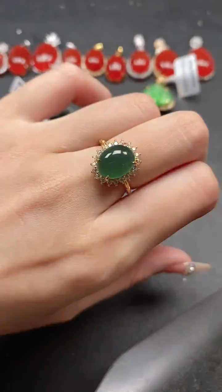银S925镶嵌戒指翡翠51511