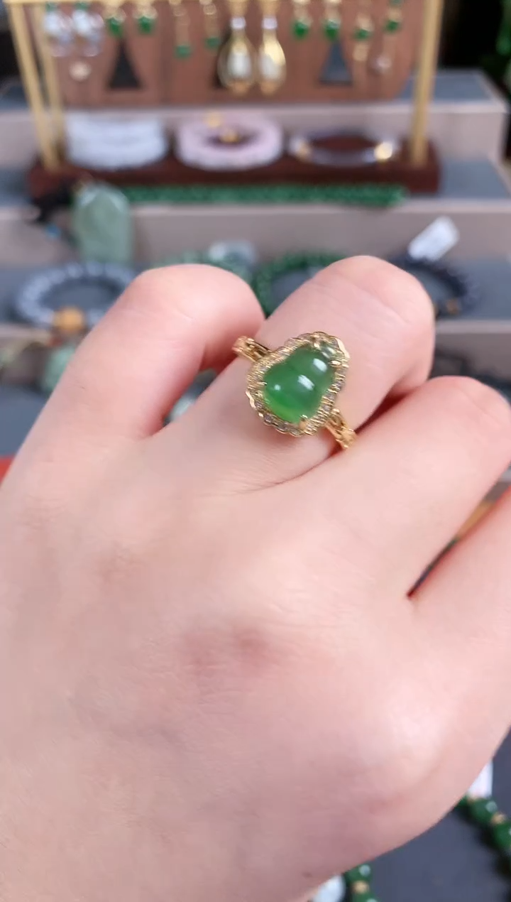 银S925镶嵌戒指和田玉1