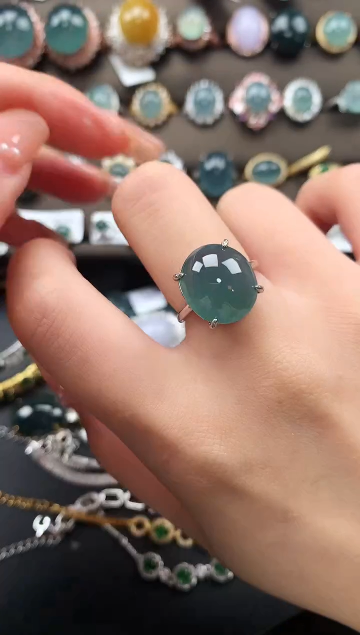 【闪购商品】翡翠戒指银S925镶嵌52141