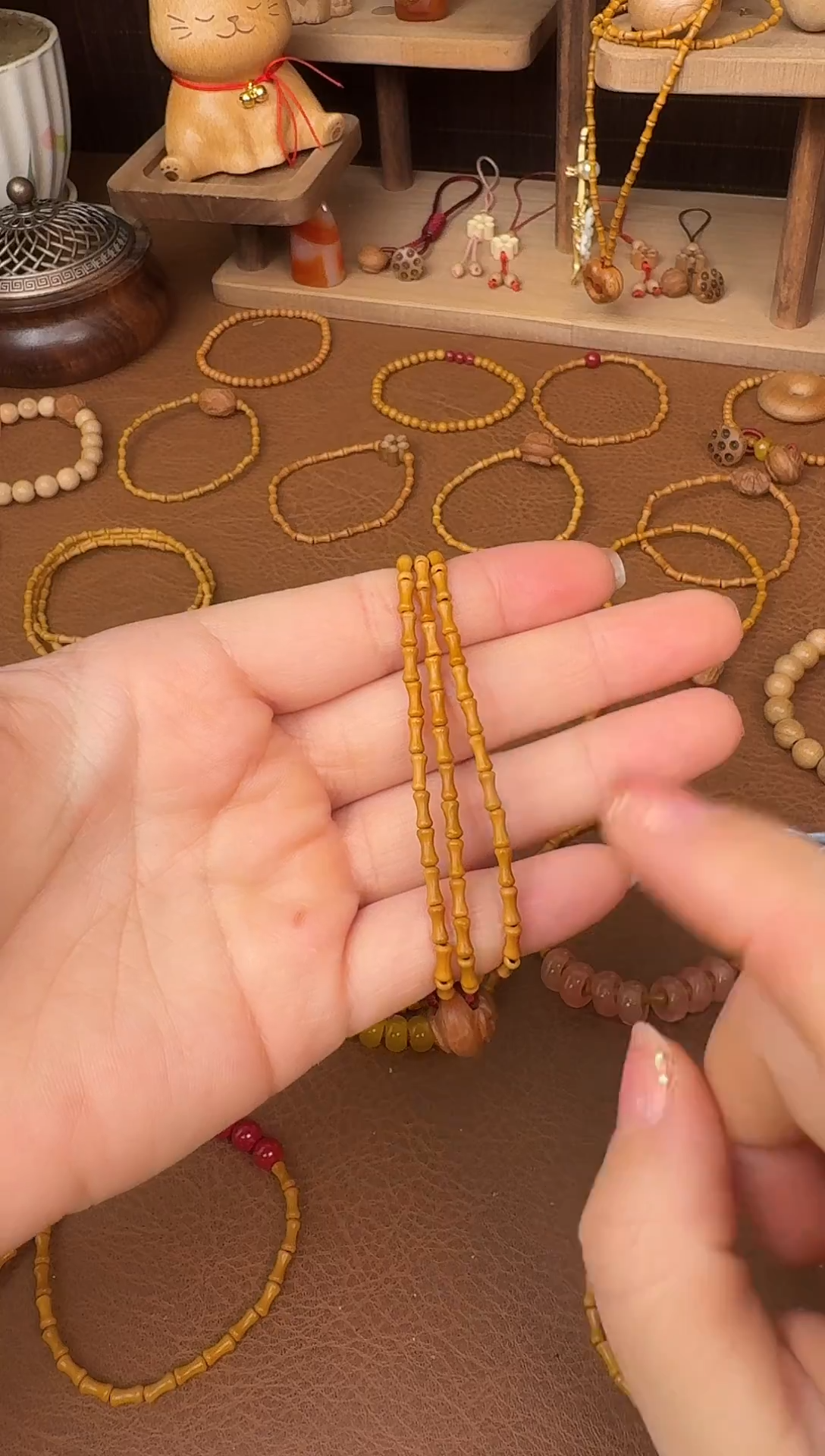 手串桃核三圈好运莲莲竹节跑环