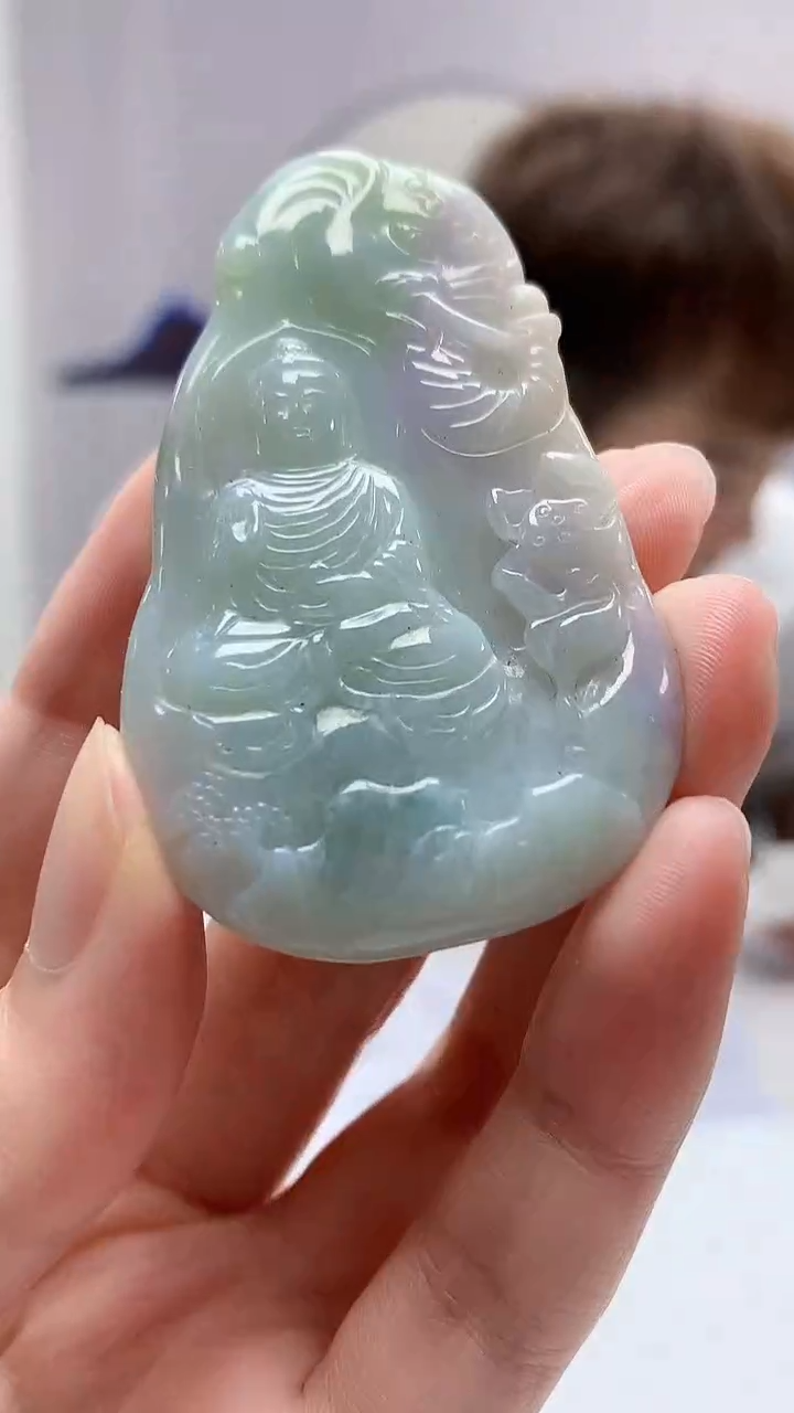 【闪购商品】定制翡翠未镶嵌4868zm-毛货挂件文殊92