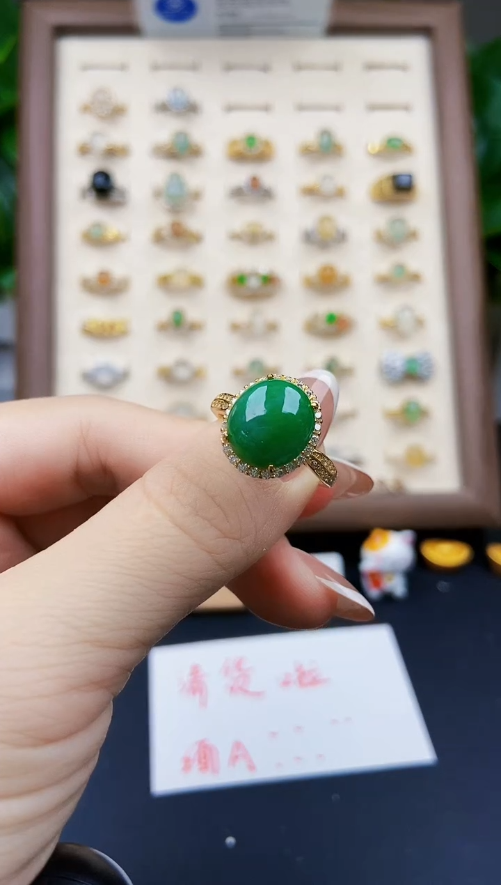 银S925镶嵌戒指翡翠21