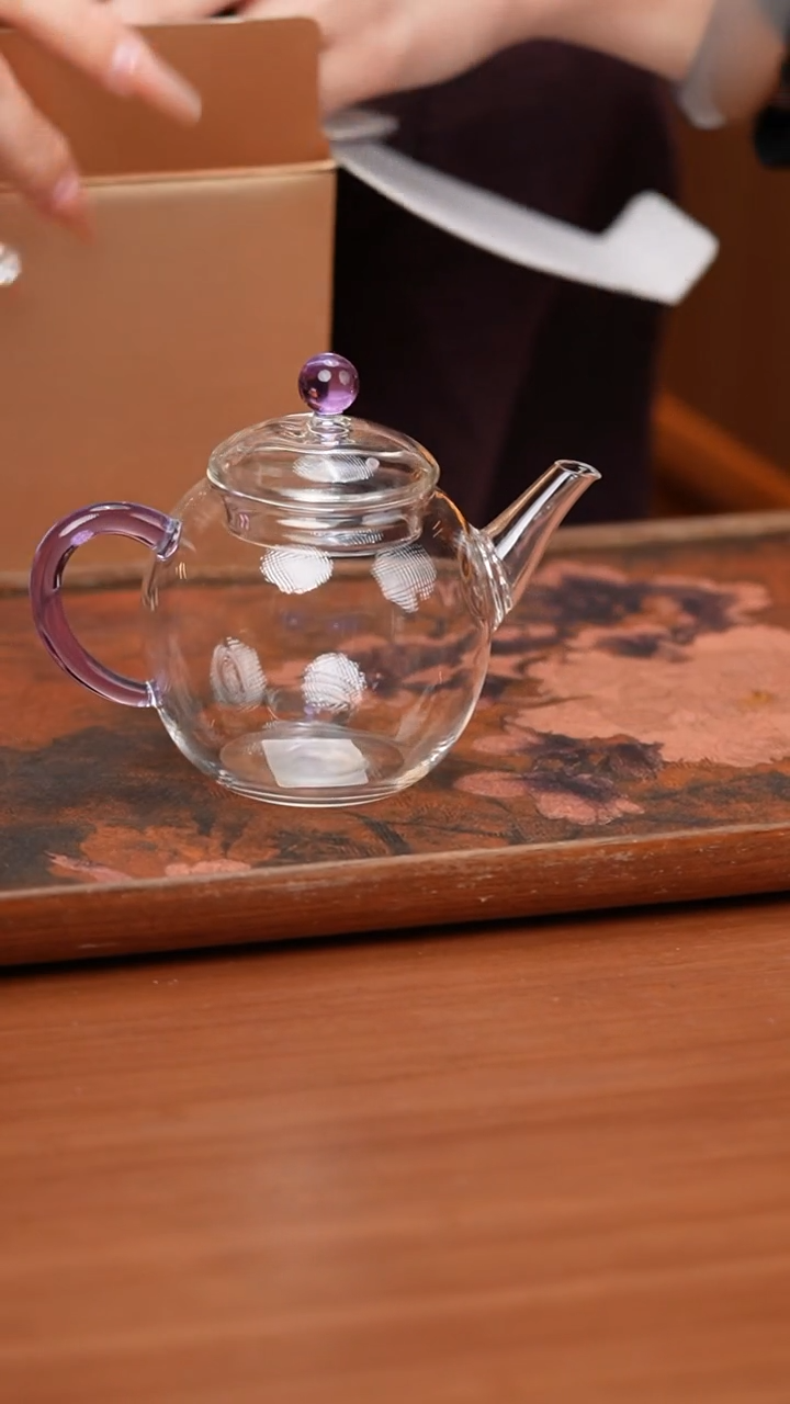 【闪购商品】玻璃茶壶/莫离/紫色/喜庆