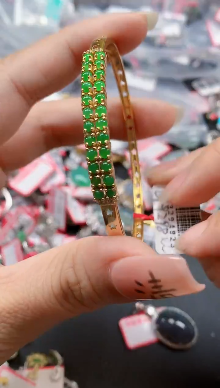 银S925镶嵌戒指翡翠天然A货缅甸翡翠