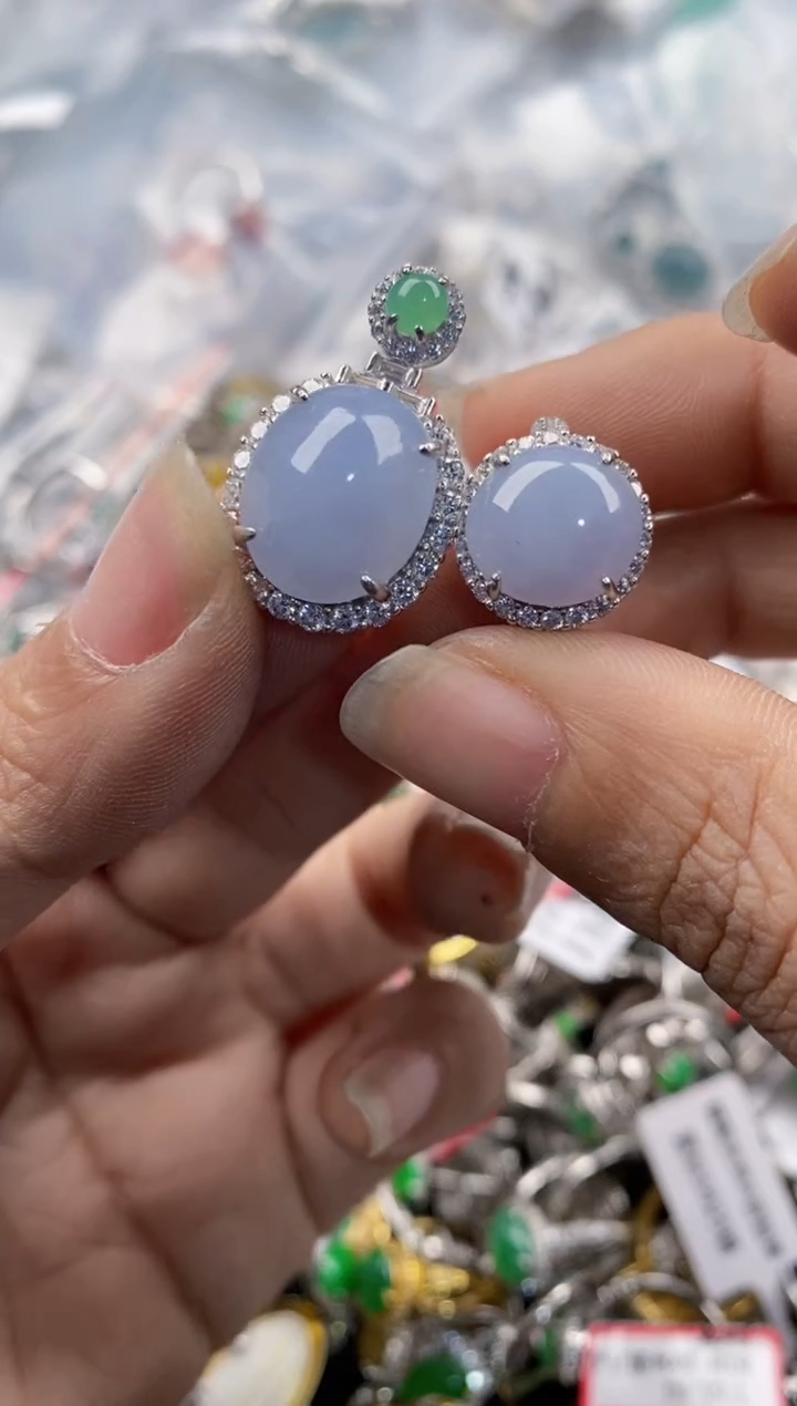 银S925镶嵌戒指翡翠555---2