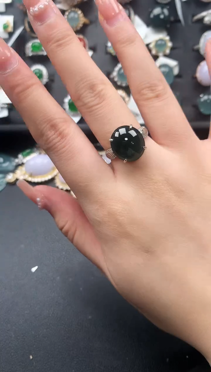 【闪购商品】翡翠戒指银S925镶嵌52142141